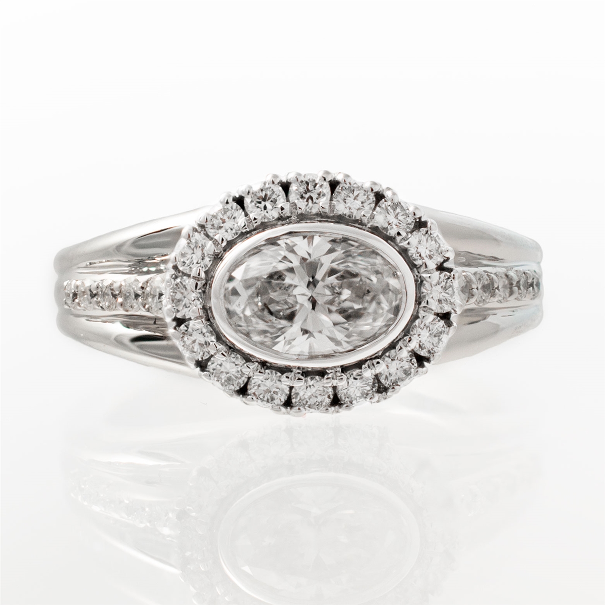 Noam Carver Bezel Set Oval Diamond Halo Engagement Ring R057-02A — Cirelli  Jewelers